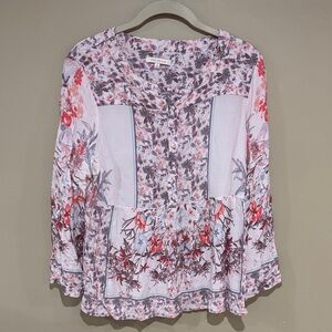 Skies are blue floral boho top